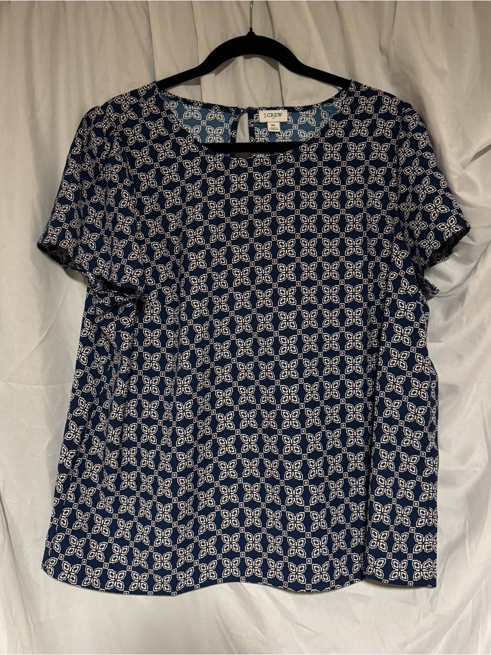 J. Crew Navy and White Short-Sleeve Printed Tee